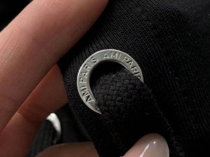 Ami Red Heart Zip Up Hoodie Black