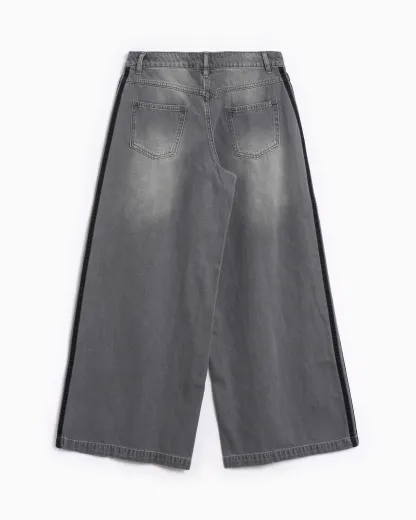 Loose Wide-Leg Jeans(Grey)