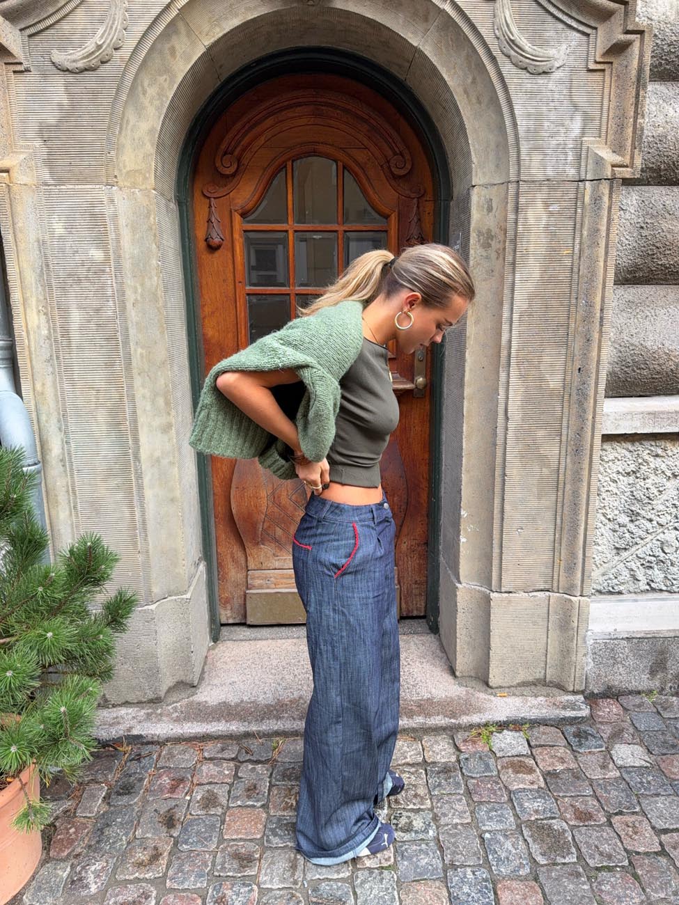 Astrid pants with details - Navy/red-OSI
