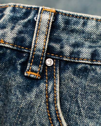 Extra baggy Denim Jeans Mid Blue Vintage Wash-OSI