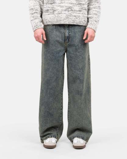 Extra baggy Denim Jeans Mid Blue Vintage Wash-OSI