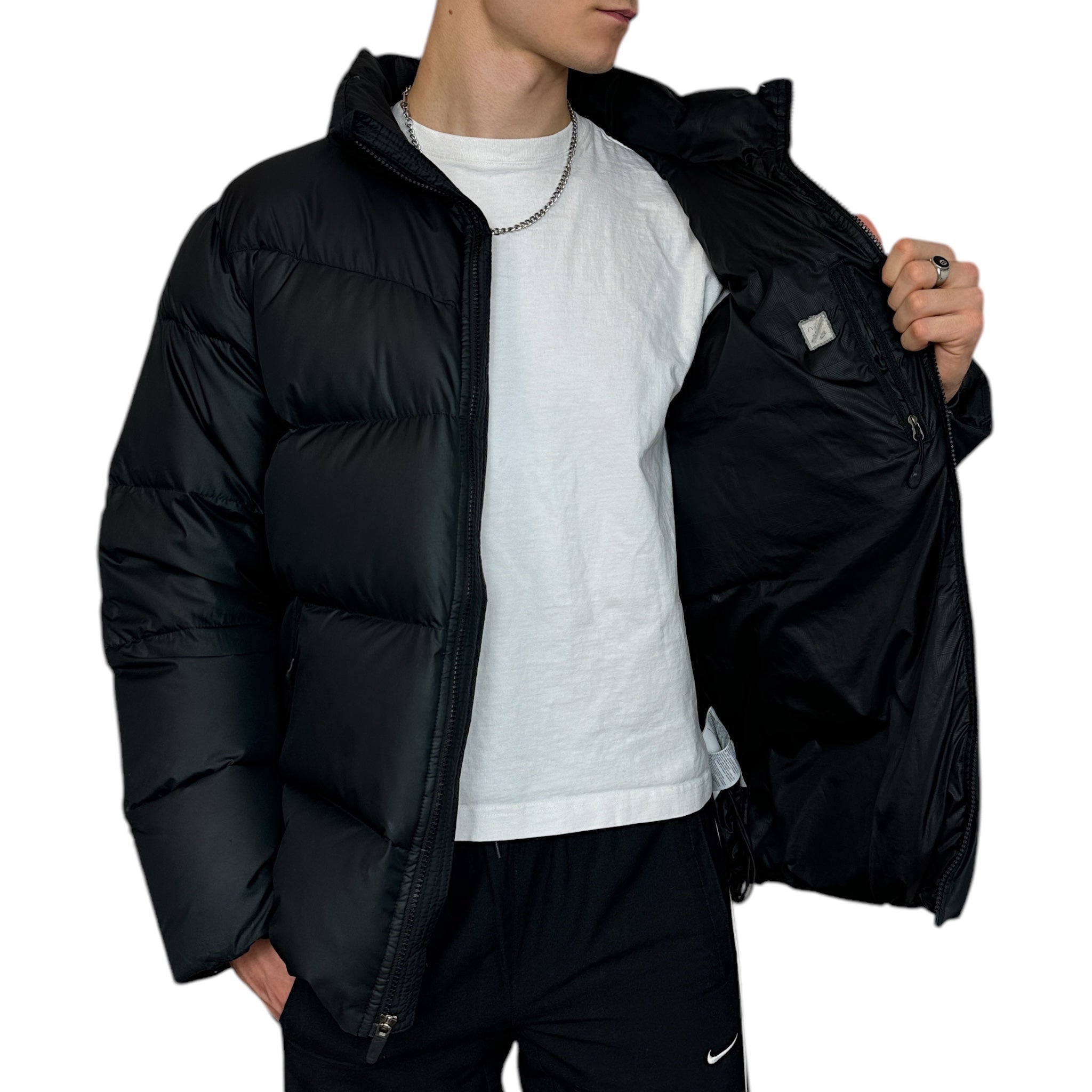 Vintage Down Pufferjacke Schwarz-OSI