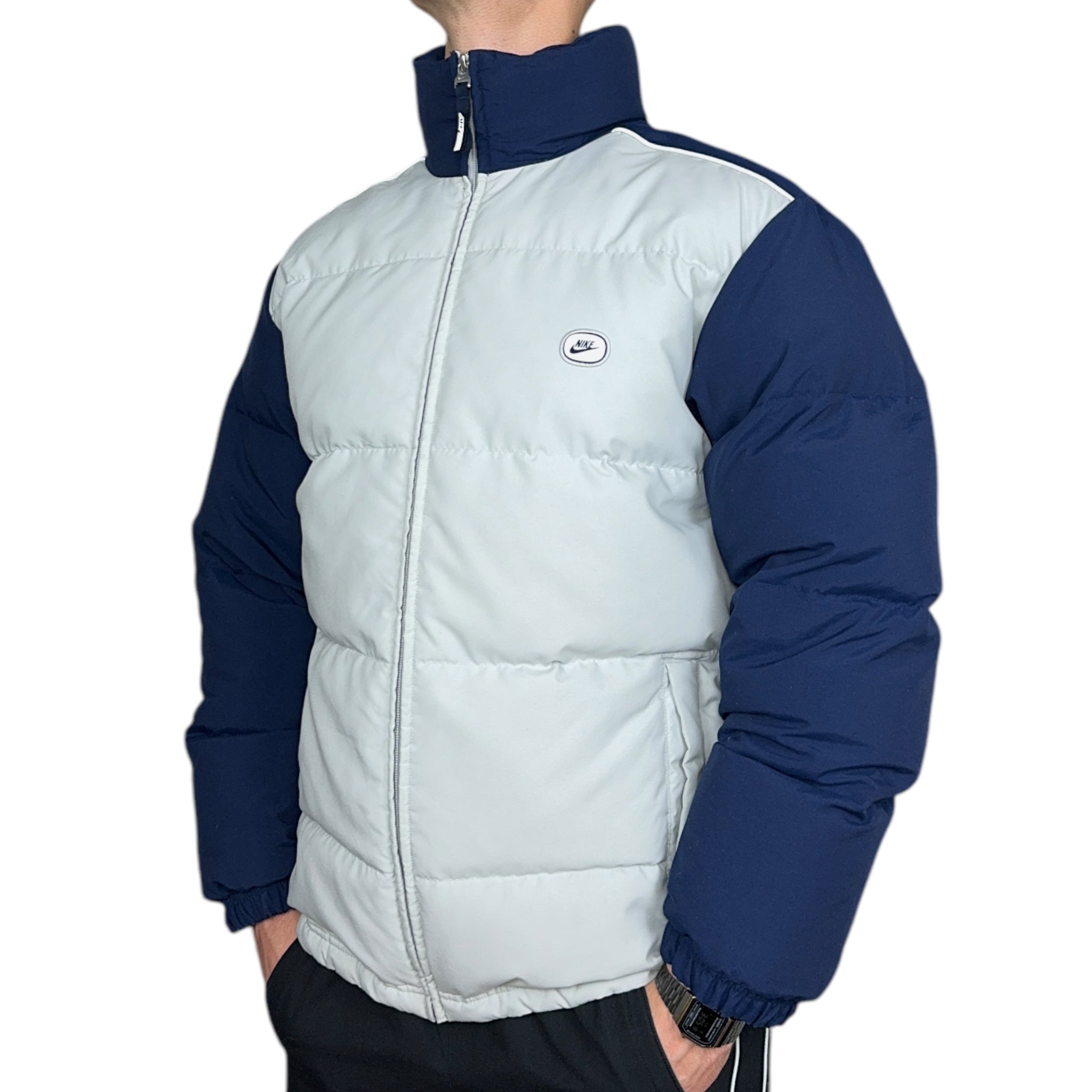 Vintage  Down Pufferjacke Grau Navy-OSI