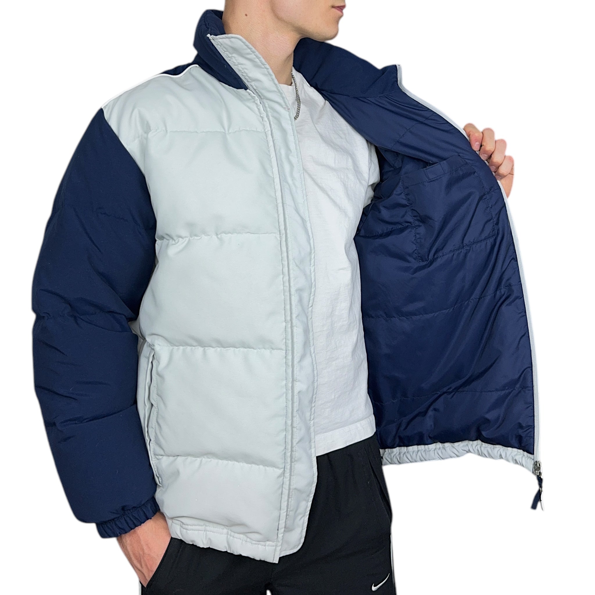 Vintage  Down Pufferjacke Grau Navy-OSI