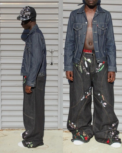"FLORAL" BAGGY DENIM-OSI