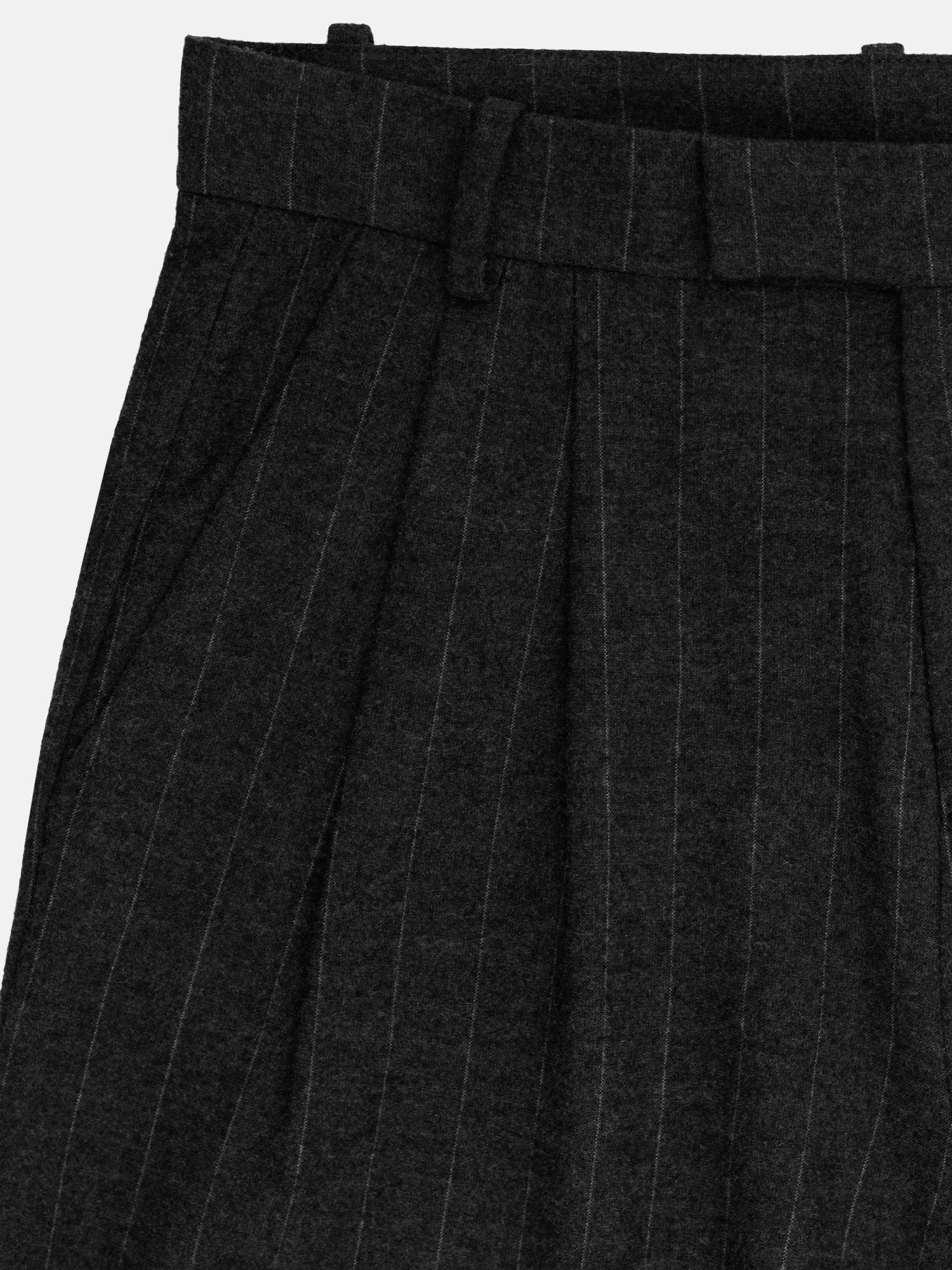 PINSTRIPE PLEATED PANTS - BLACK-OSI
