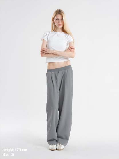PLEATED SWEATPANTS - GRAY-OSI