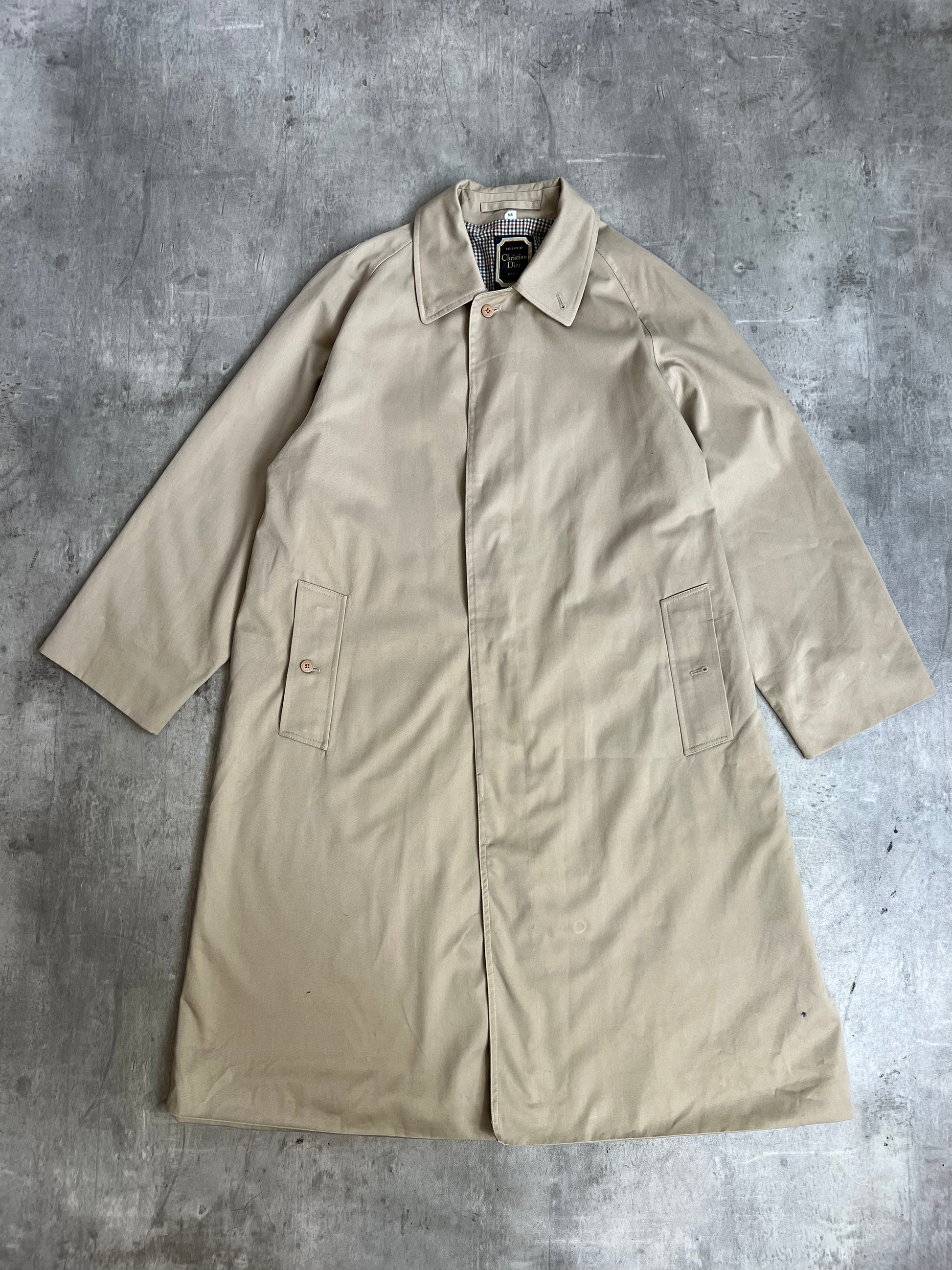 Christian Dior Plaid lined Single Breasted Cream Trench Coat