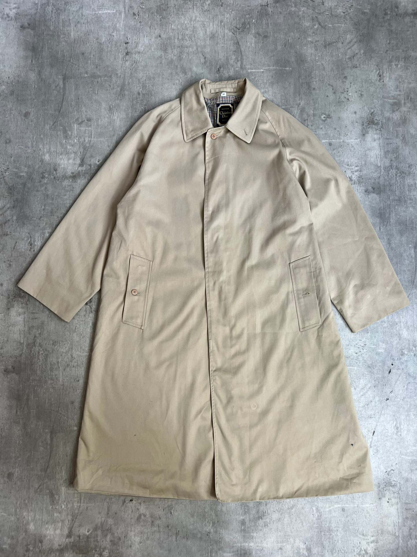 Christian Dior Plaid lined Single Breasted Cream Trench Coat