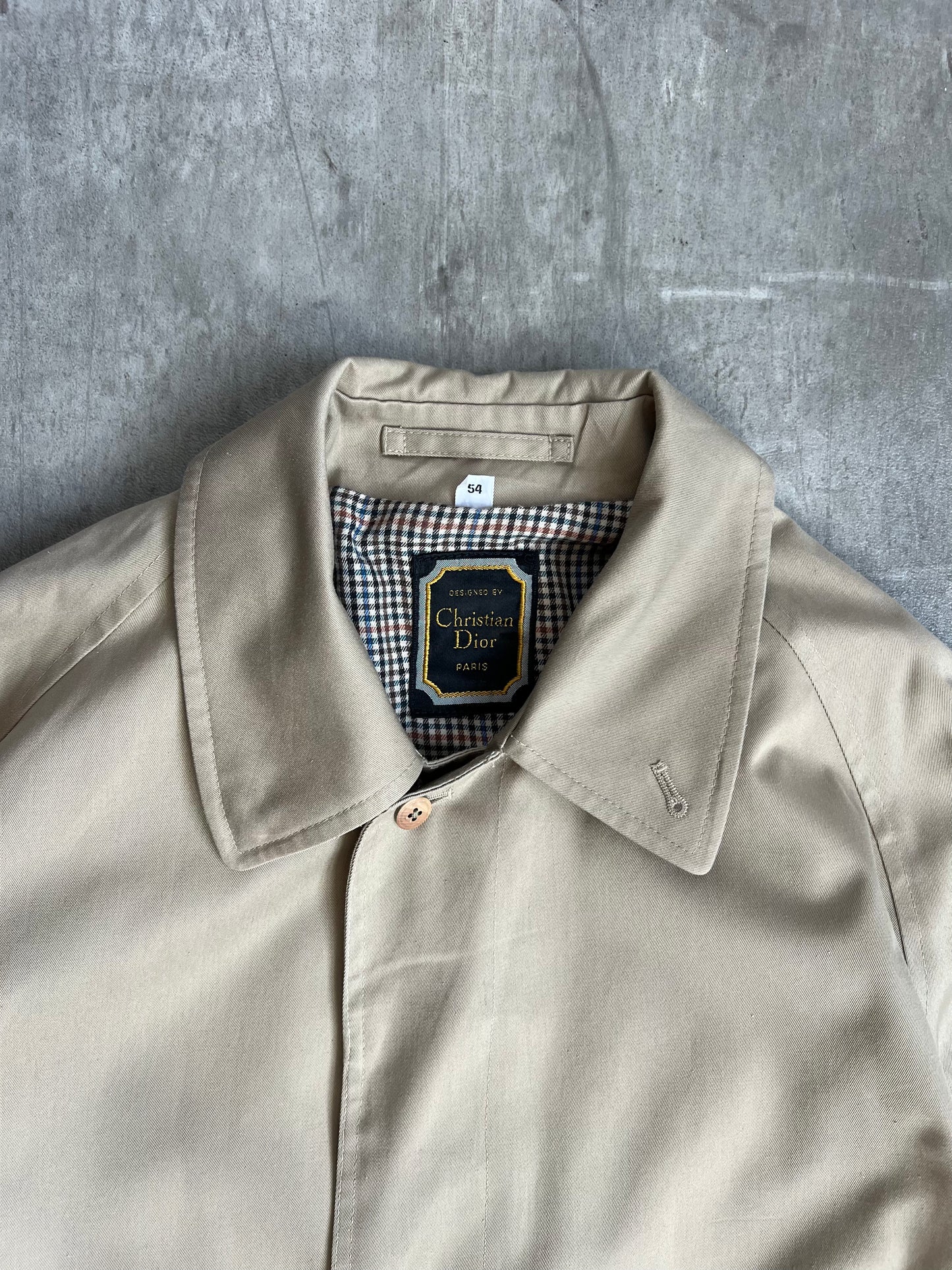 Christian Dior Plaid lined Single Breasted Cream Trench Coat