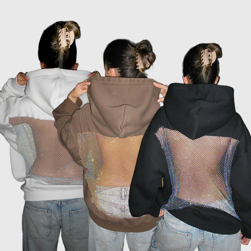 Backstage Crystal-Mesh Hoodie