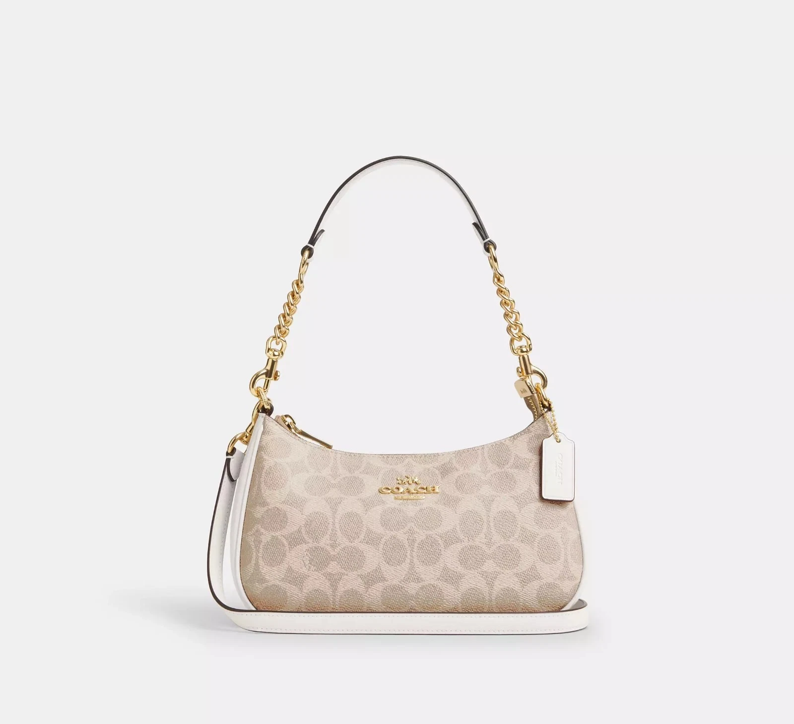 NWT CV933 Teri Shoulder Bag In Signature Canvas Gold/Sand/Chalk