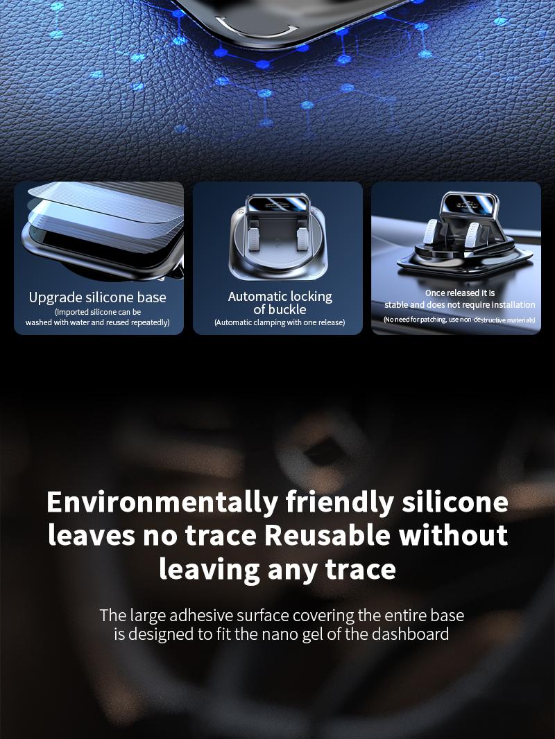 Car phone holder 360 degree rotation, suitable for car navigation in-car dashboard, horizontal and vertical screen adjustment angle, suction cup fixed non-slip mobile phone holder suitable for iPhone and Android