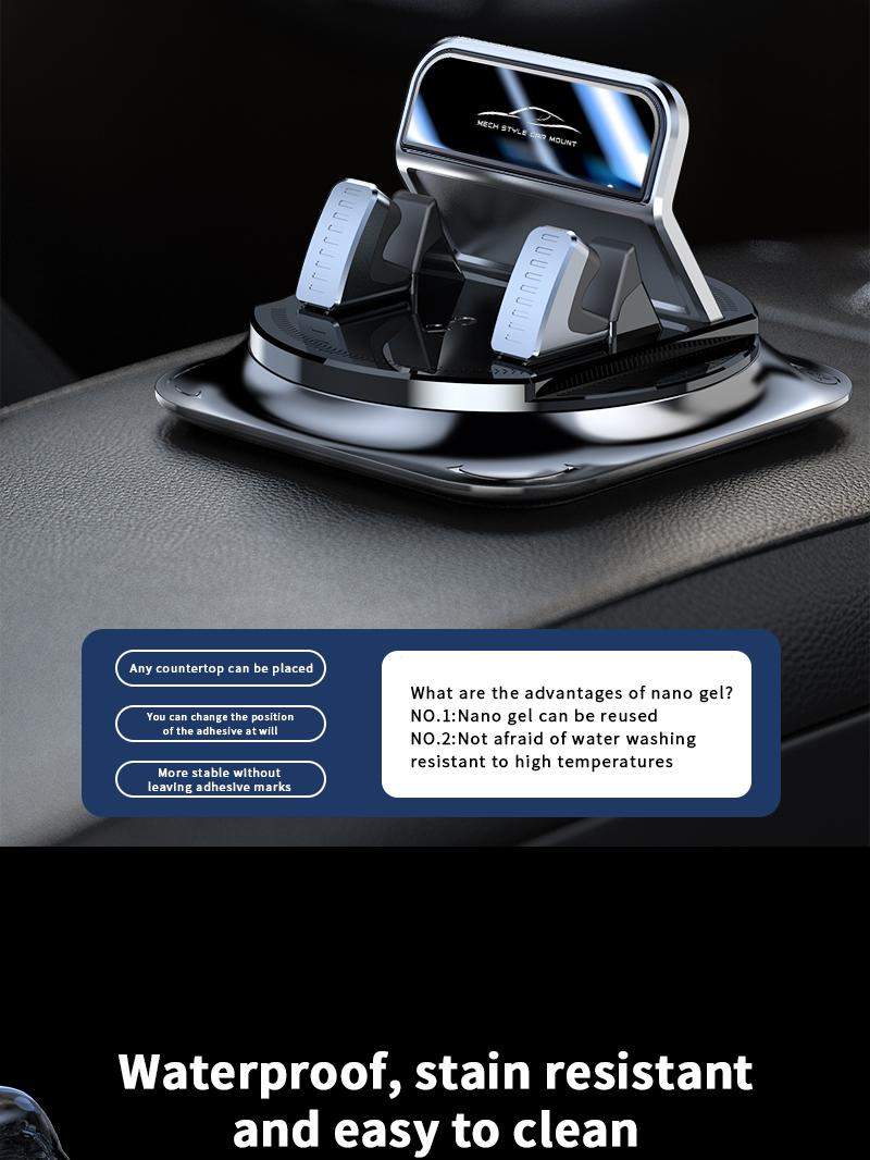 Car phone holder 360 degree rotation, suitable for car navigation in-car dashboard, horizontal and vertical screen adjustment angle, suction cup fixed non-slip mobile phone holder suitable for iPhone and Android