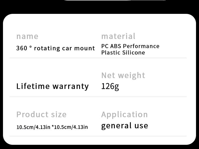 Car phone holder 360 degree rotation, suitable for car navigation in-car dashboard, horizontal and vertical screen adjustment angle, suction cup fixed non-slip mobile phone holder suitable for iPhone and Android