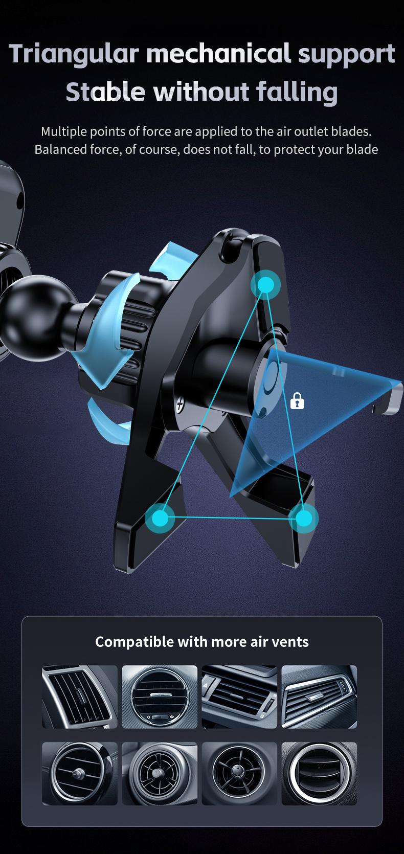 Wireless Charging Phone Holder Car Mount for Folding Screen/Universal Smartphone, 90&deg; Rotating Car Mount Output Power 15W, Super Stable Air Vent Cell Phone Car Mount with Hook Clip, One Button Release for iPhone, Samsung, Google, and Other Smartphone