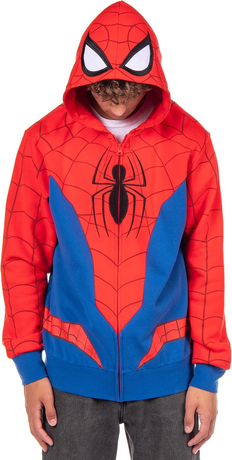 Marvel Spider-Man Hoodie Men's Cosplay Costume Zip Up Hooded Sweatshirt