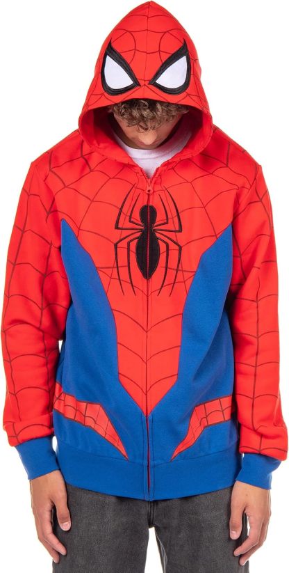 Marvel Spider-Man Hoodie Men's Cosplay Costume Zip Up Hooded Sweatshirt