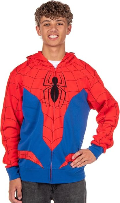 Marvel Spider-Man Hoodie Men's Cosplay Costume Zip Up Hooded Sweatshirt