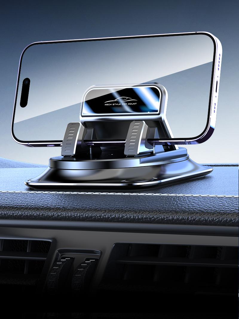 Car phone holder 360 degree rotation, suitable for car navigation in-car dashboard, horizontal and vertical screen adjustment angle, suction cup fixed non-slip mobile phone holder suitable for iPhone and Android