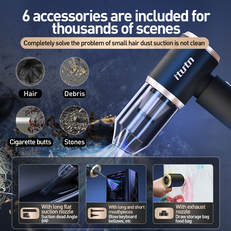 Itutn Wireless Vacuum Cleaner ZX-106 Suction & Blow 4 in 1 5000Pa Powerful Suction 4000mAh Long Endurance Suitable For Car/home/outdoor