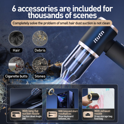 Itutn Wireless Vacuum Cleaner ZX-106 Suction & Blow 4 in 1 5000Pa Powerful Suction 4000mAh Long Endurance Suitable For Car/home/outdoor
