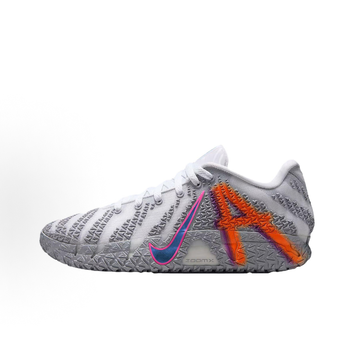 Nike Ja 3 Morant Third Generation Basketball Shoes, comfortable, soft, and lightweight. Unisex design, white and gray colorway.
