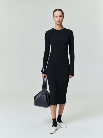 Womens Rib Long Sleeve Dress
