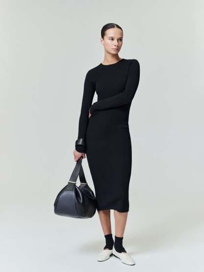 Womens Rib Long Sleeve Dress