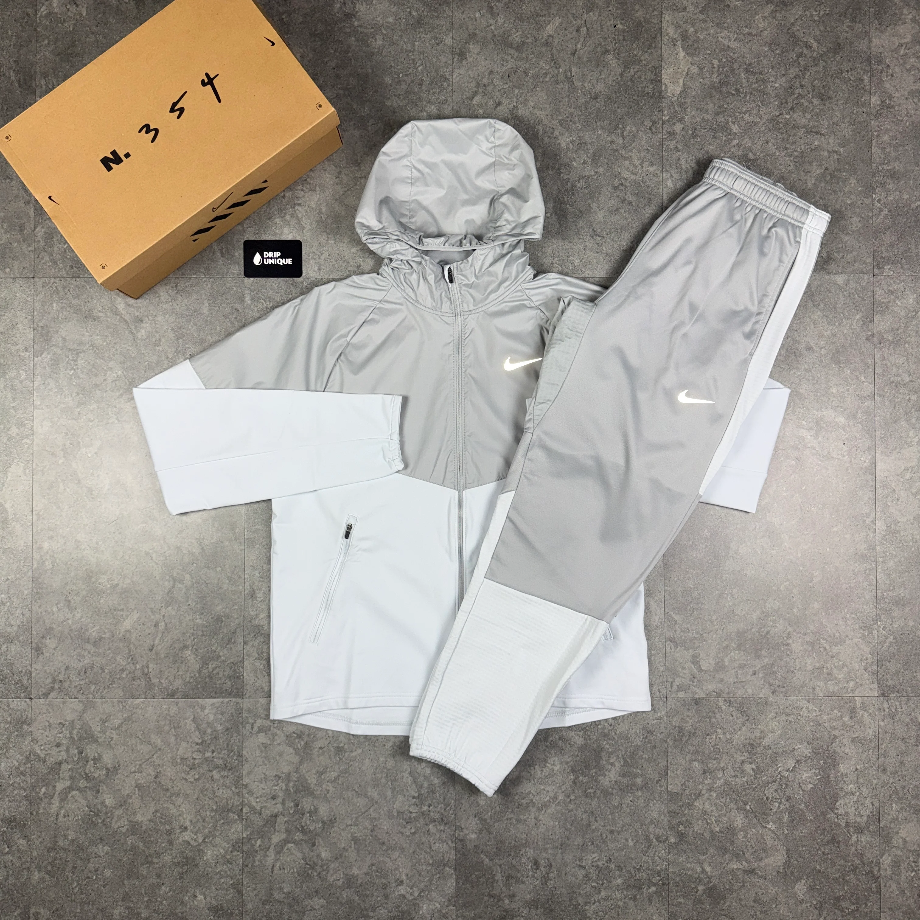 Nike Therma-Fit Repel Miler Windrunner Jacket Grey & Grey Nike Therma-Fit Pants Set