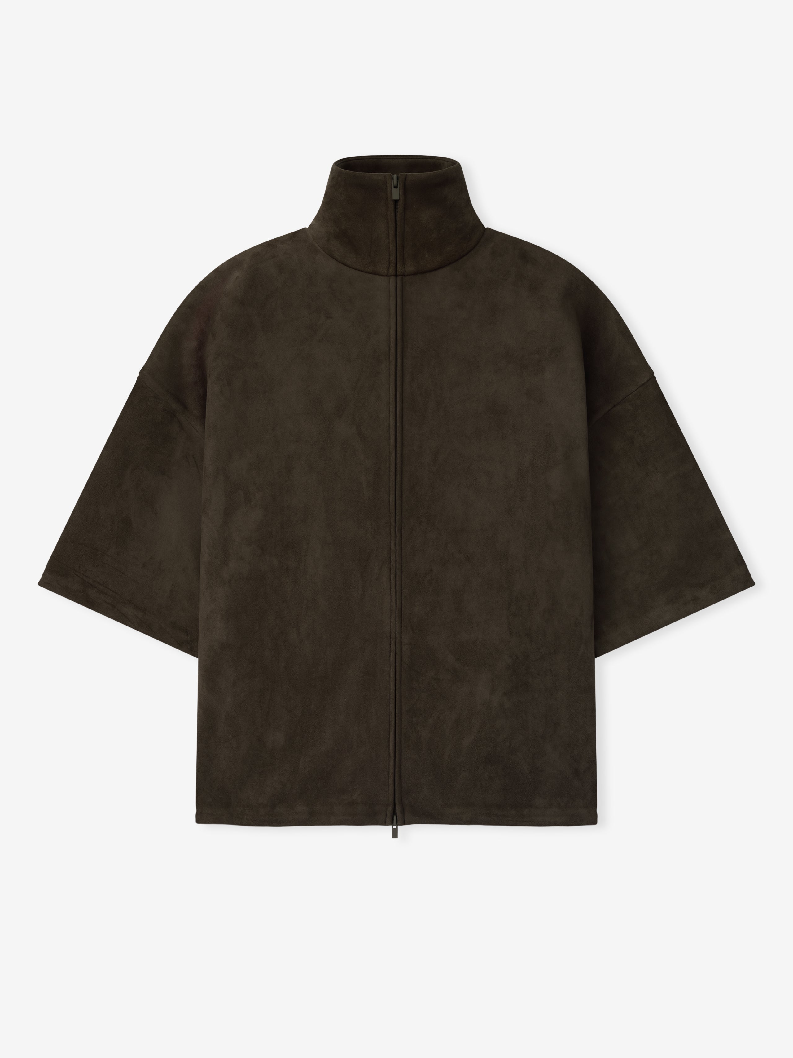 Suede Fleece High Neck 3/4 Sleeve Jacket