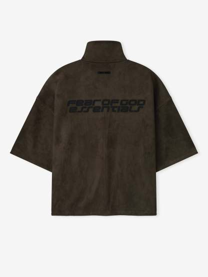 Suede Fleece High Neck 3/4 Sleeve Jacket