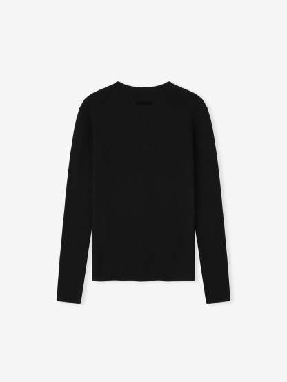 Womens Signature Rib Knit Fitted Long Sleeve Zip Up Tee