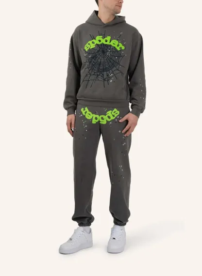 Sp5der Wait Web Tracksuit Slate Grey