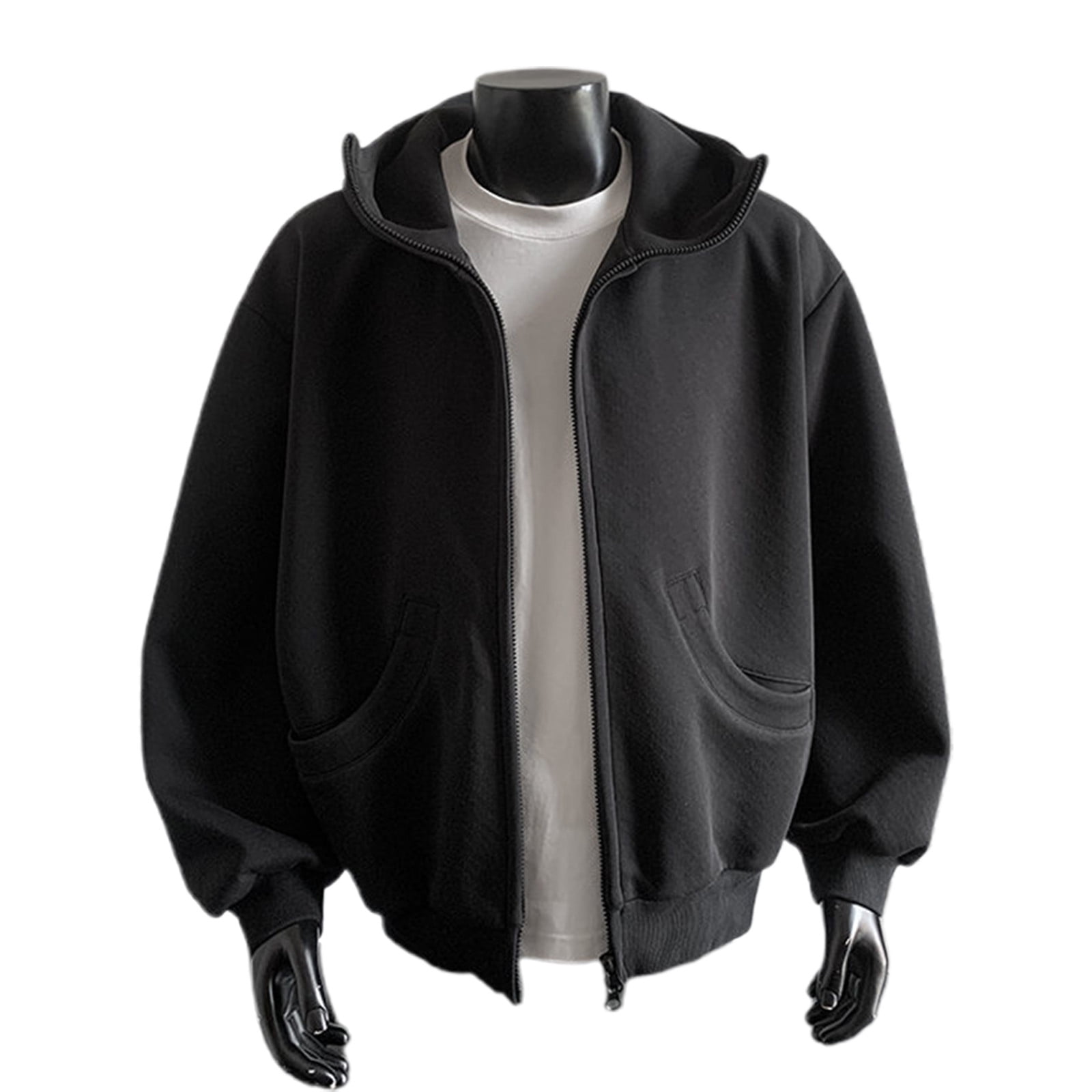 JTieacloth Zip Pullover Sweatshirts Men's Hoodies & Sweatshirts Lightweight Comfortable Zip Up Hoodie Casual Loose Fit Pullover Jacket For Daily Wear And Outdoor Activities Black