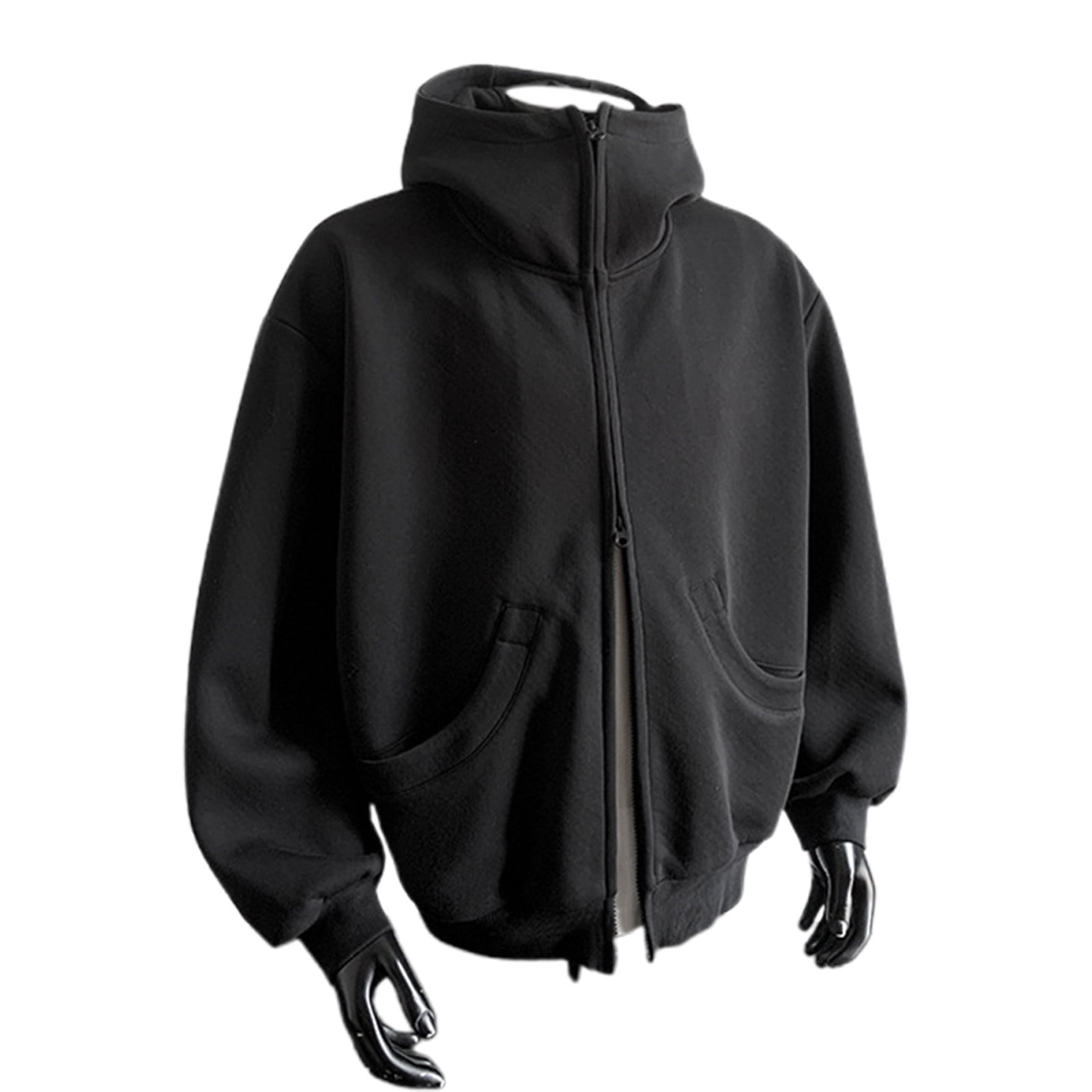 JTieacloth Zip Pullover Sweatshirts Men's Hoodies & Sweatshirts Lightweight Comfortable Zip Up Hoodie Casual Loose Fit Pullover Jacket For Daily Wear And Outdoor Activities Black