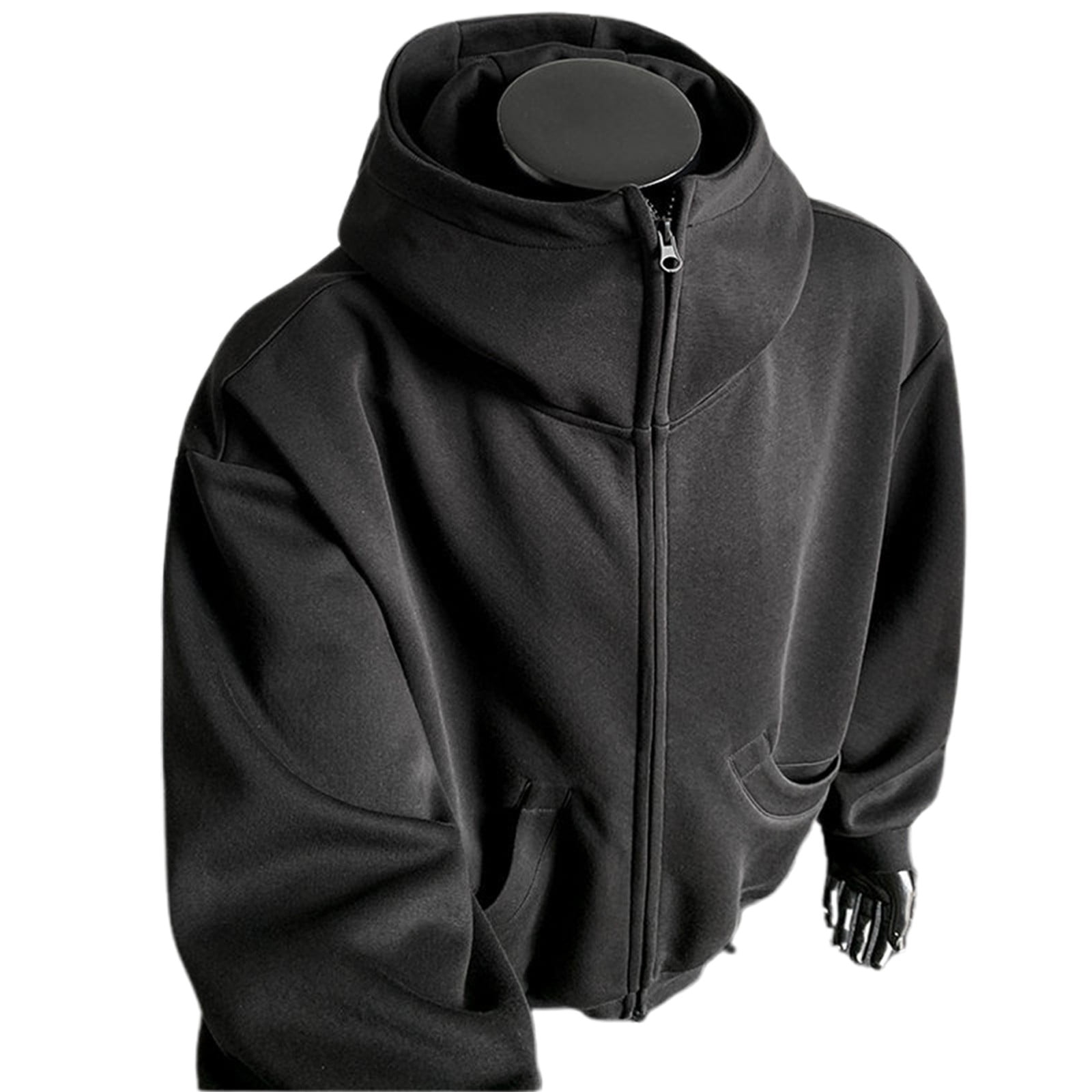 JTieacloth Zip Pullover Sweatshirts Men's Hoodies & Sweatshirts Lightweight Comfortable Zip Up Hoodie Casual Loose Fit Pullover Jacket For Daily Wear And Outdoor Activities Black