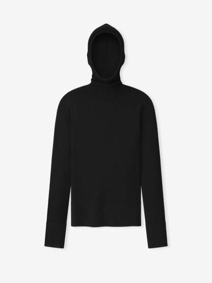 Womens Long Sleeve Hooded Rib Top