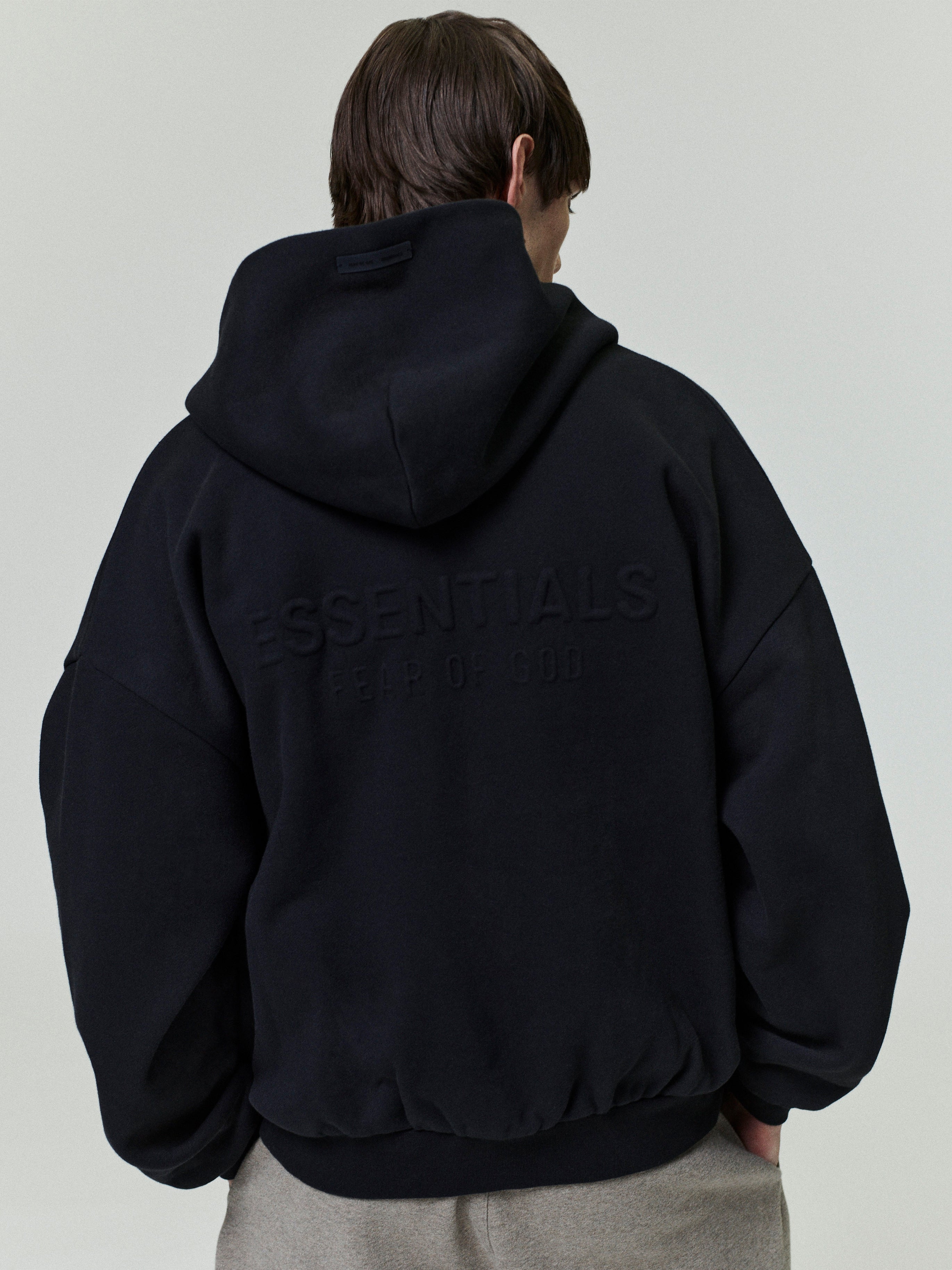 Embossed 90s Fit Fleece Zip-Up Hoodie