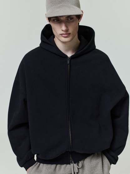 Embossed 90s Fit Fleece Zip-Up Hoodie