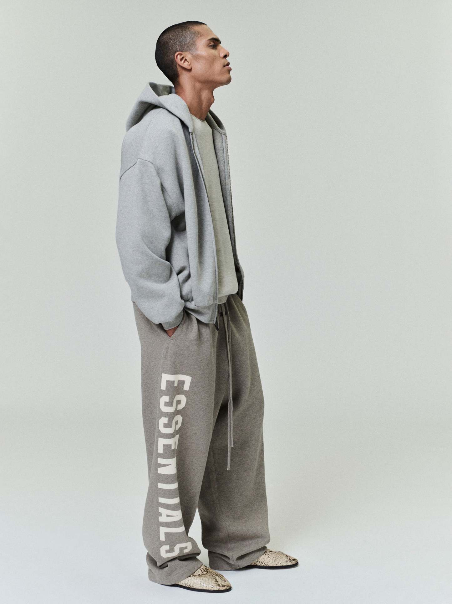 Embossed 90s Fit Fleece Zip-Up Hoodie
