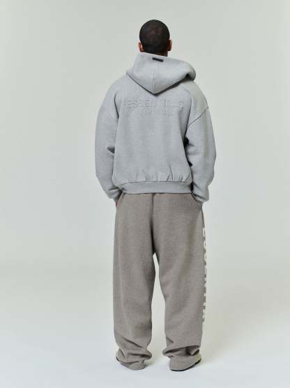 Embossed 90s Fit Fleece Zip-Up Hoodie