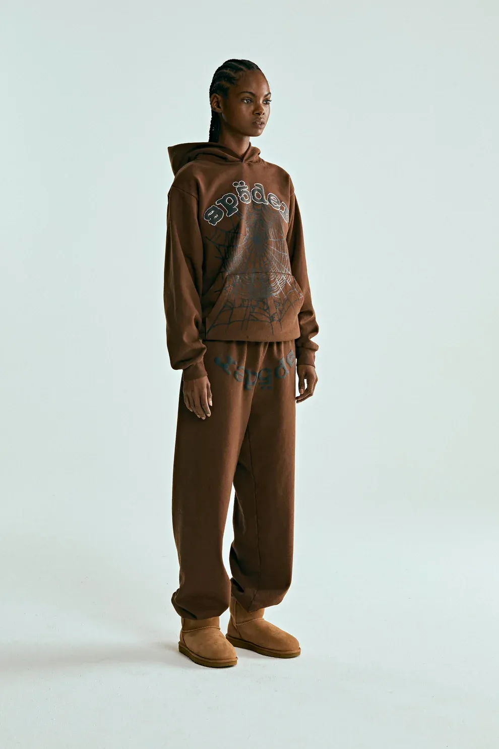 SP5DER OG WEB HOODIE BROWN