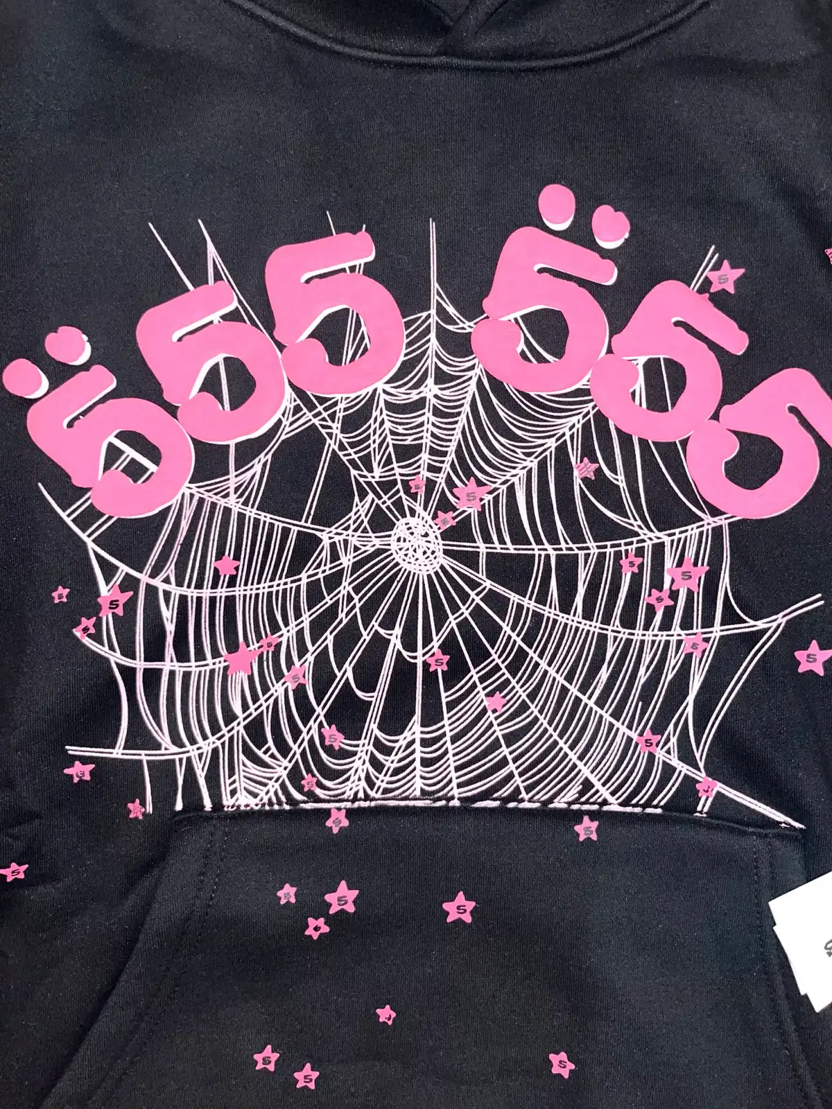 Sp5der Angel Number 666 Hoodie Black/Pink