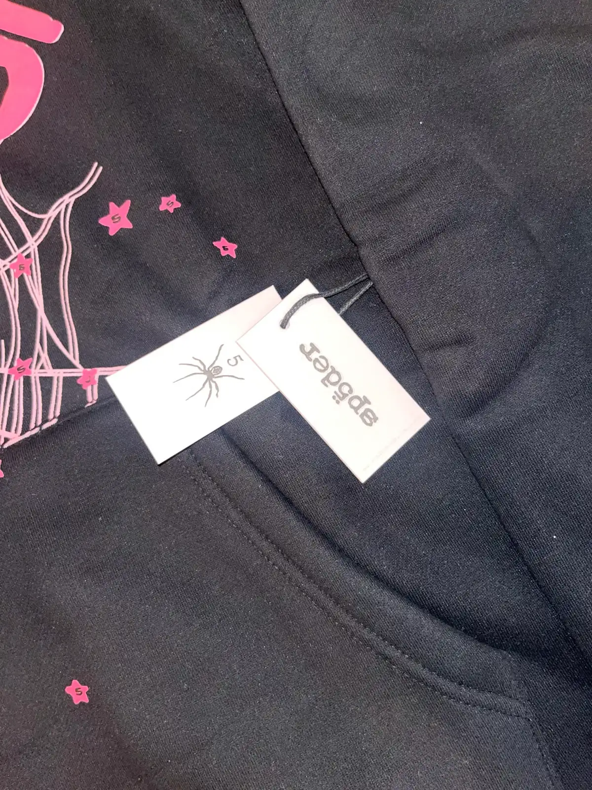 Sp5der Angel Number 666 Hoodie Black/Pink