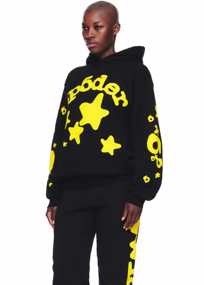 Sp5der Beluga Hoodie Onyx/Yellow