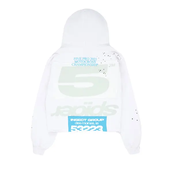 Sp5der Cropped Hoodie Eggshell