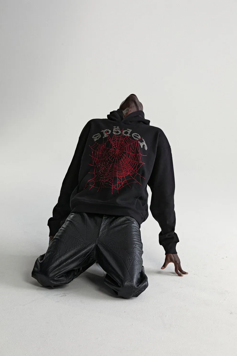 Sp5der Rhinestone OG Web V2 Hoodie Black