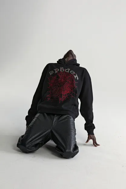 Sp5der Rhinestone OG Web V2 Hoodie Black