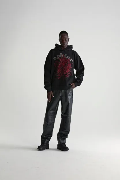 Sp5der Rhinestone OG Web V2 Hoodie Black